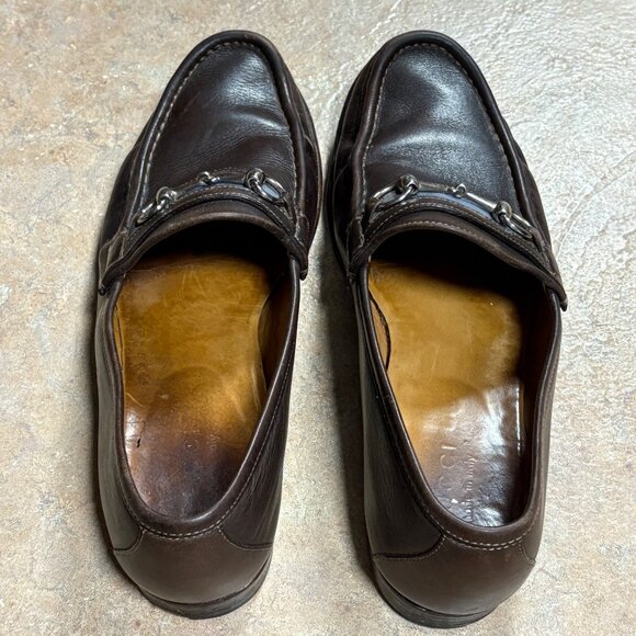 Authentic Gucci Mens Brown Leather Horsebit Loafers Size 9.5 D Made In Italy - Picture 11 of 16